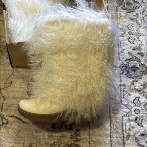 Fluffy White Fur Boots